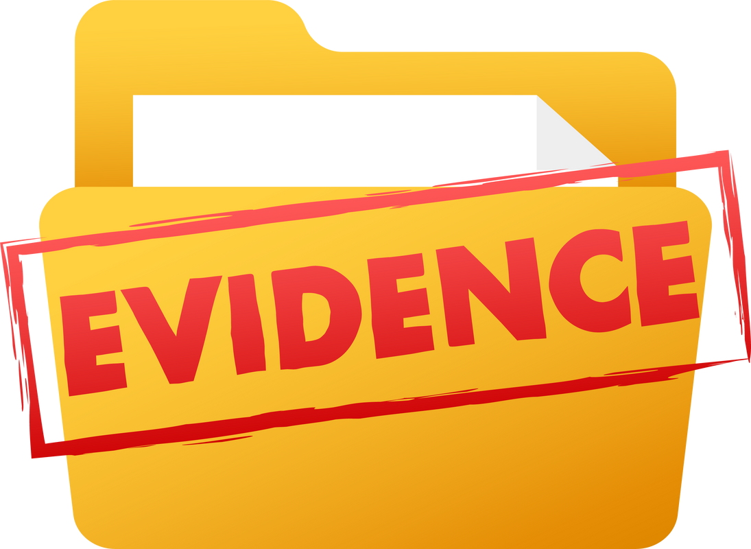 Evidence stamp on white background. Vector stock illustration.