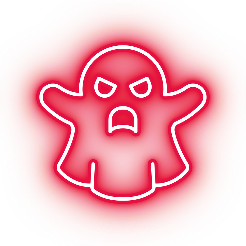 Neon red ghost icon