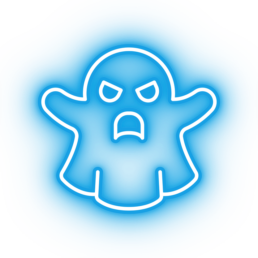 Neon blue ghost icon