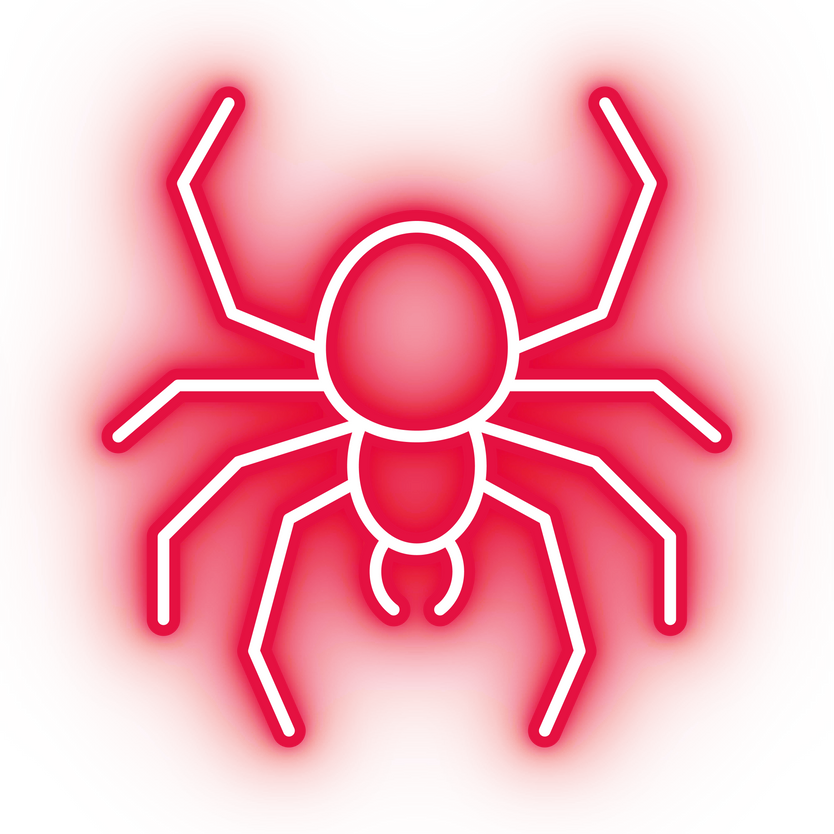 Neon red spider icon